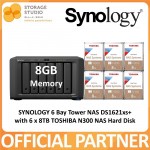 SYNOLOGY DS1621xs+ 6 Bay DiskStation NAS bundle promotion with 6 x TOSHIBA N300 NAS Hard Disk. Singapore Local Warranty